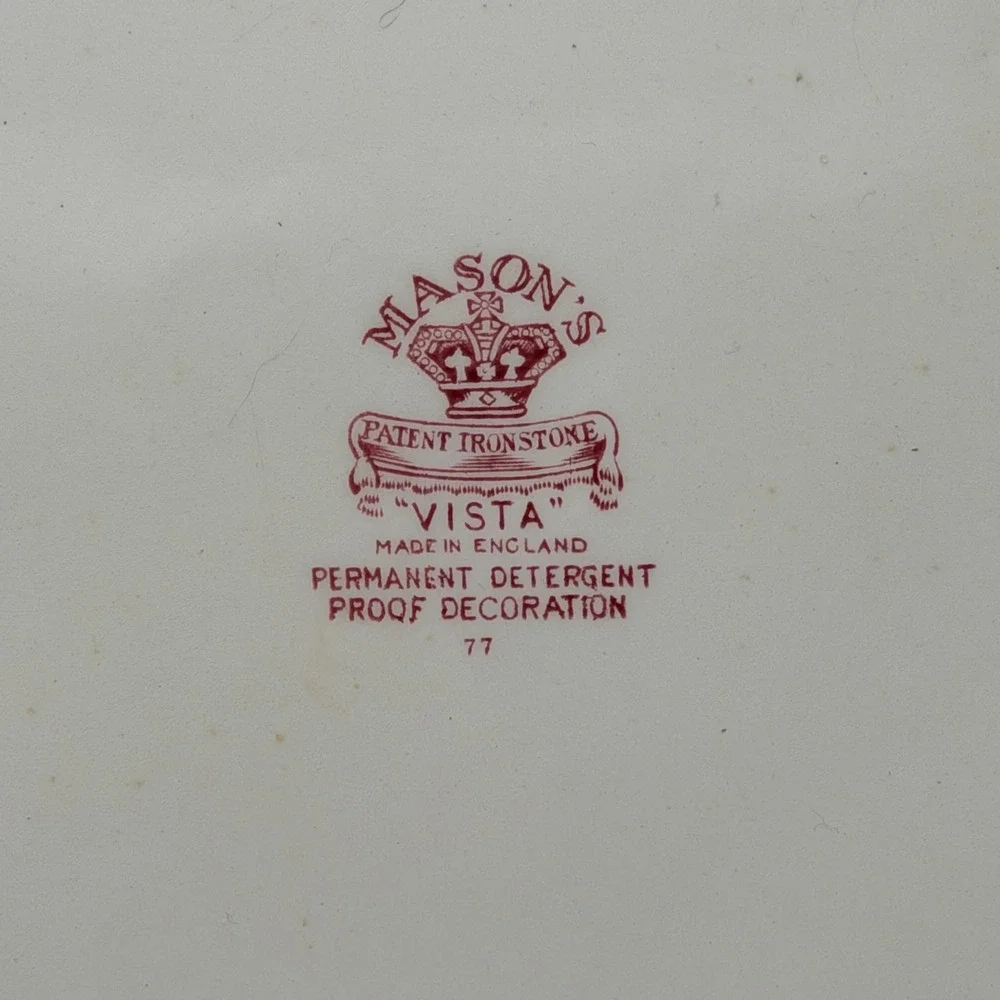 Vintage Mason's Vista Red Transferware Ironstone Plate Made in England 10.5